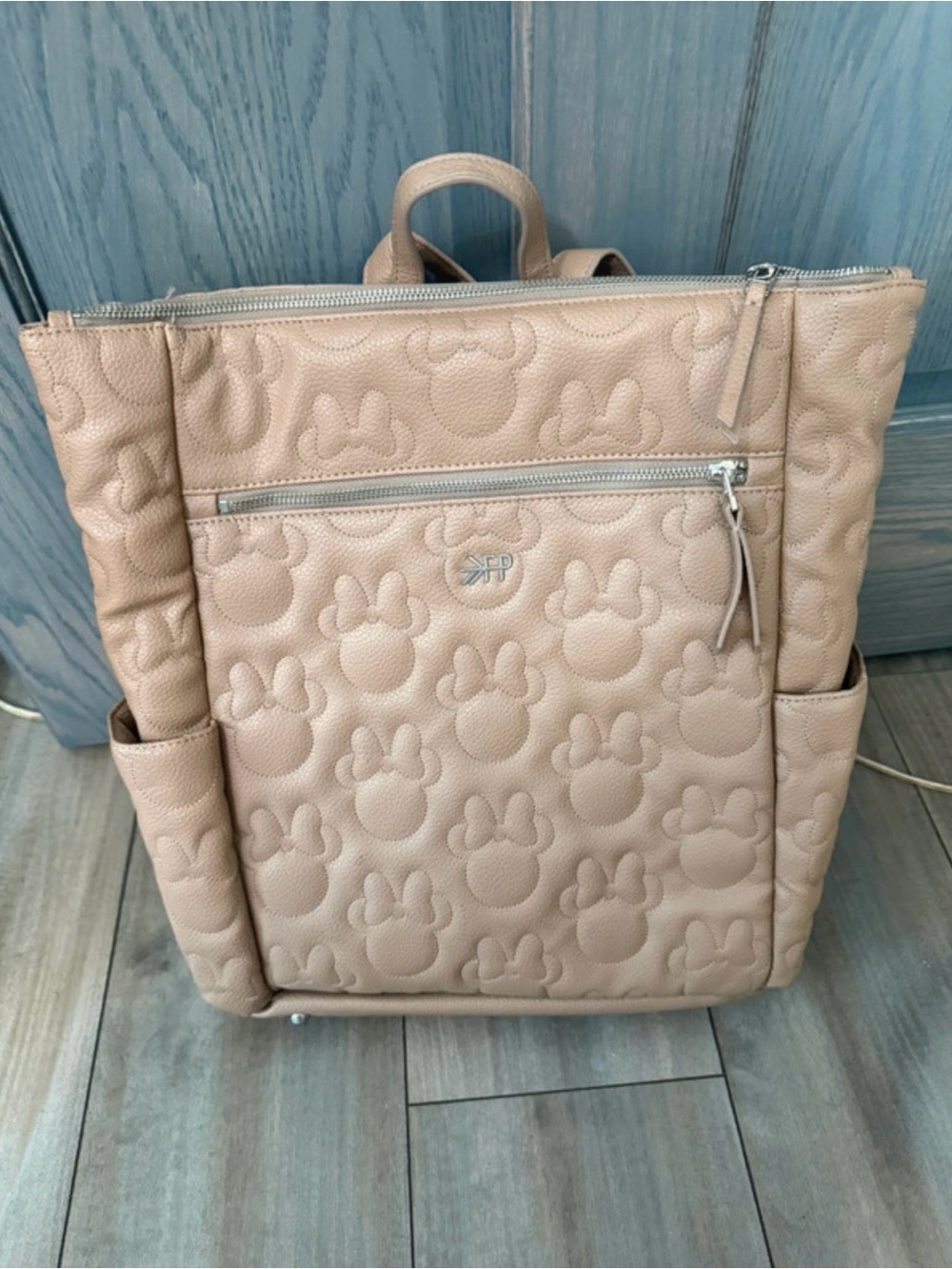 Freshly Picked Embossed Minnie Baby Backpack - Beige